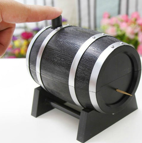 Wine Barrel Plastic Automatic Toothpick Box